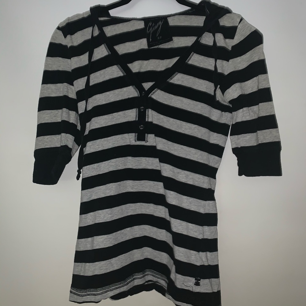 GARAGE quarter sleeve striped shirt
